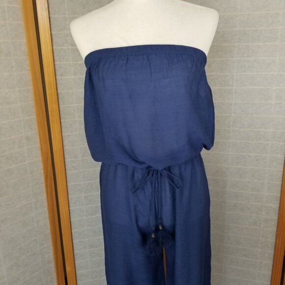 BECCA Navy Blue Strapless Jumpsuit - Picture 4 of 14